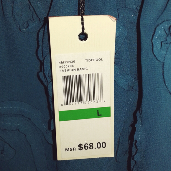 Studio M Teal Chiffon Blouse - Picture 4 of 4